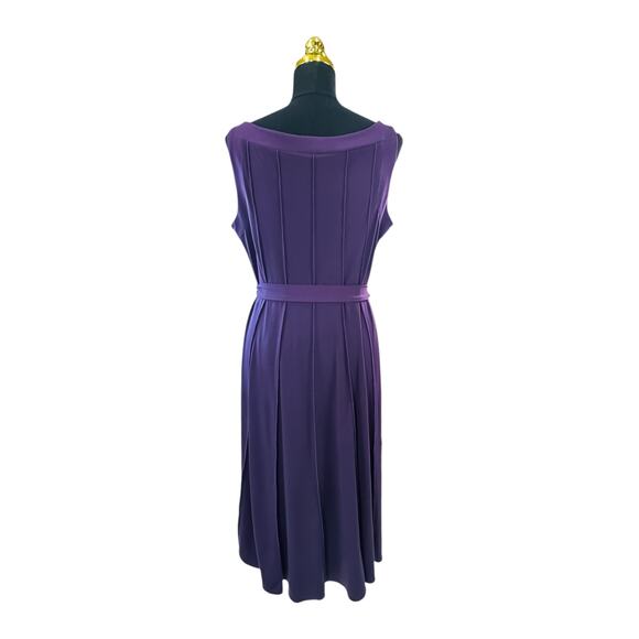 Vior Vior Women's Plum Purple Sleeveless Belted Midi Dress - Size 14 - Picture 5 of 9